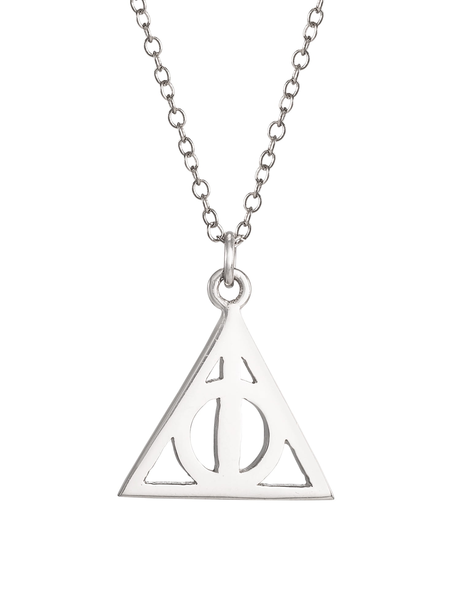 Silver Harry Potter Deathly Hallows Triangle Pendant Chain Necklace HP Film Fan 