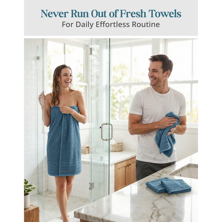 Casa Platino 8-Piece Bath Towel Set, Steel Blue photo 7