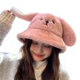 thumbnail image 2 of Birdeem Women's Cute Rabbit Ear Hat Plush Thickened Warm Fashion Bucket Hat, 2 of 12