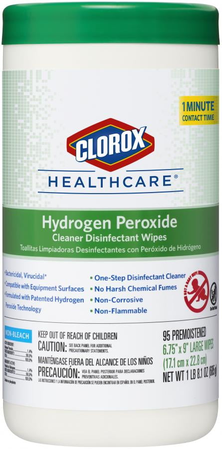 Clorox Healthcare Hydrogen Peroxide Cleaner Disinfectant Wipes, Unscented, 95 Count