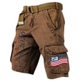 thumbnail image 2 of Men's Vintage American Flag Print Casual Cargo Shorts USA 250th Anniversary Work Pants 1776-2026 Patriotic Short Pant, 2 of 4