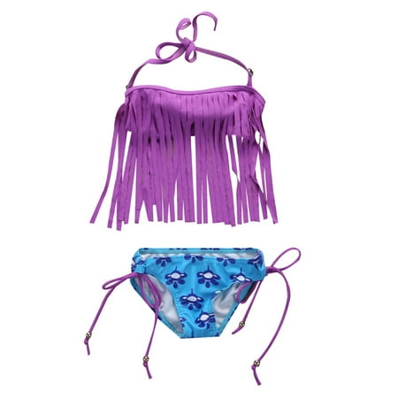 2Pcs Toddler Kids Baby Girls Swimsuit Swimwear Bathing Suit Tassel Tankini Top +Bottoms Bikini Set  0-1