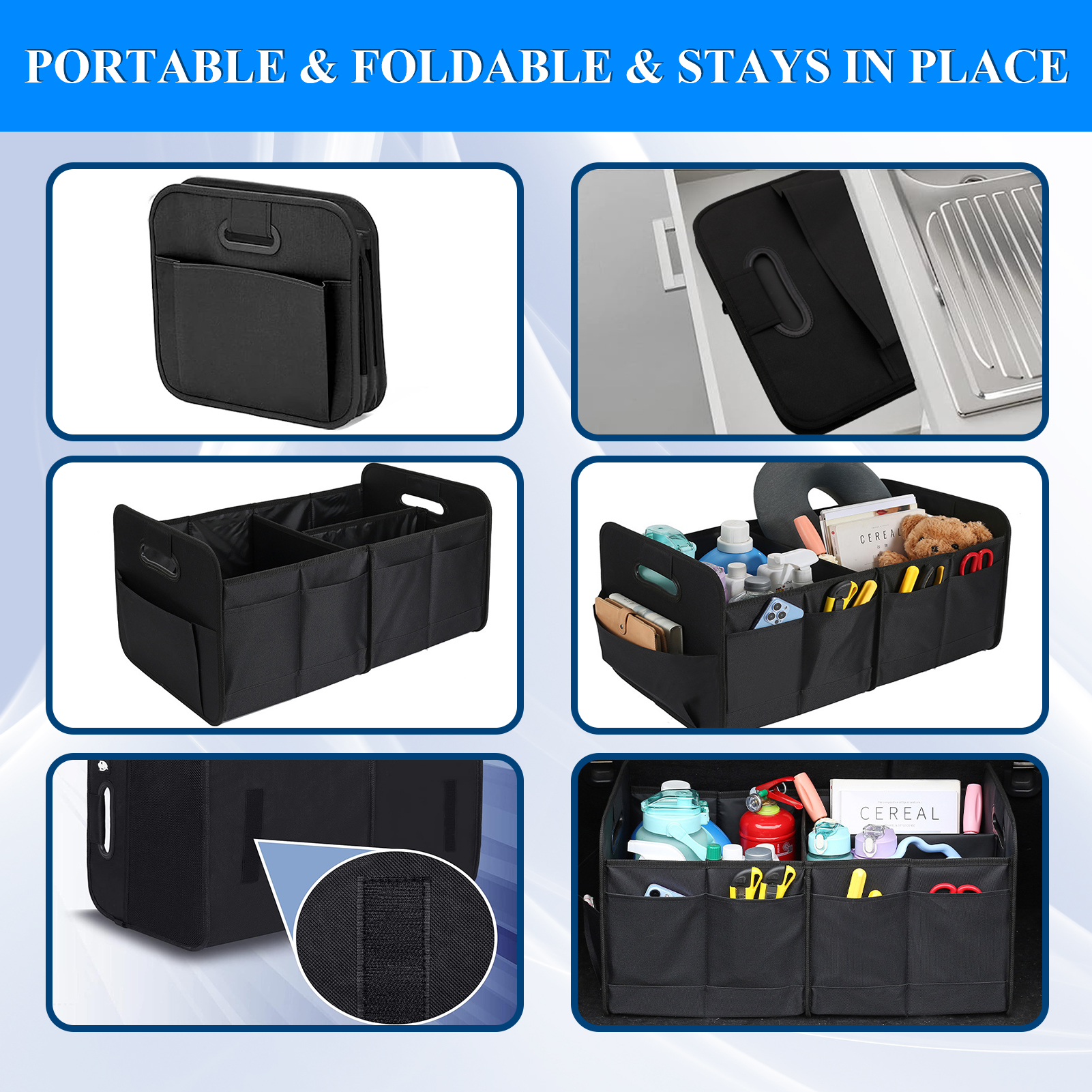 cyrico Car Trunk Organizer, 1680D Oxford Material photo 4