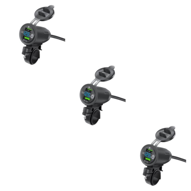 Scienceny PC Moto Toma de corriente Reemplazo Elegante Botón Interruptor Motocicleta Adaptador de carga Voltímetro Accesorios con tapa Type1 NO1