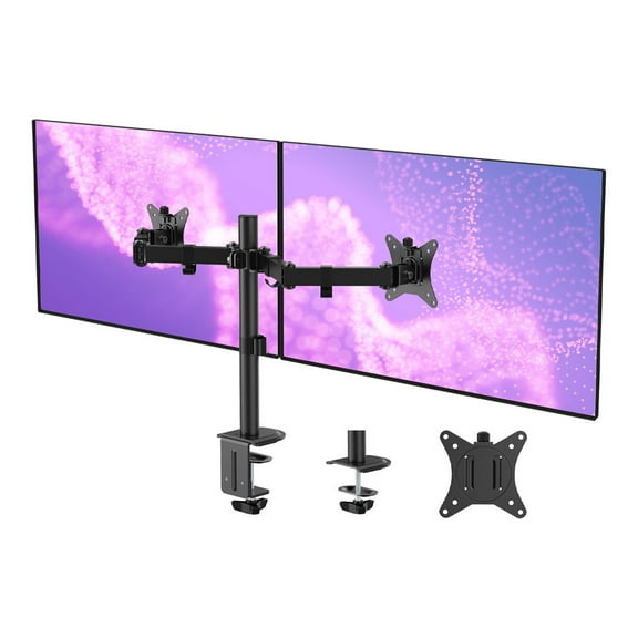 SIIG Articulating Dual Monitor Desk Mount - 13" to 27" - Steel - Black