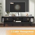thumbnail image 6 of Wooden TV Stand for 55 65 70 inch TV, Long & Large TV Media Console Table with Storage Cabinets, Boho Farmhouse Entertainment Center for Living Room, Bedroom - Black, 6 of 16