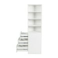 thumbnail image 6 of Tcbosik Tall Storage Cabinet, Slim Book Shelf with Open Shelves and 3 Drawers, 70.8" Tall Bookcase for Home Office, Living Room, White, 6 of 8