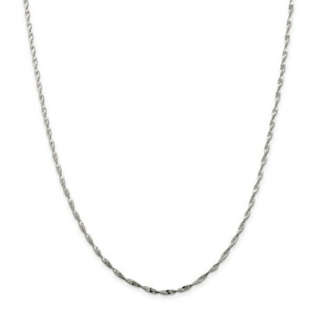 Sterling Silver 2mm Twisted Herringbone Chain Bracelet
