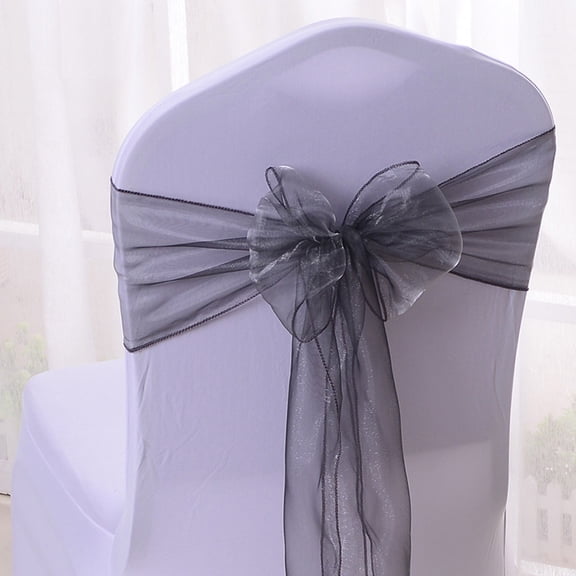 XmhyTop-A Chair Sashes for Dining Chairs Grey Sheer Fabric Chair Cover Bows, 17x275cm, 4 Pcs