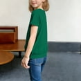 thumbnail image 4 of Posijego Teen Girls Short Sleeve T Shirts Kids Summer Round Neck Tops Plain Basic Tee Casual Pocket Shirts 5-15 Years, 4 of 6