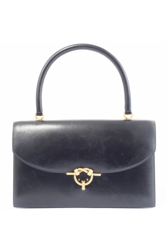 Pre-Owned Hermes Cordrire Handbag Box Calf Black Women's A5 Storage HERMES (Good)