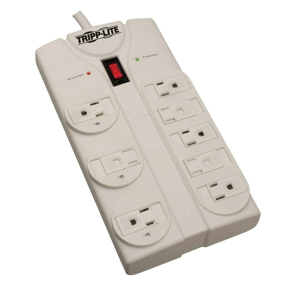 Tripp Lite 8 Outlet Surge Protector Power Strip, Extra Long Cord 25ft, Right-Angle Plug, Lifetime Limited Warranty & Dollar 75K Insurance (TLP825) , White CA2
