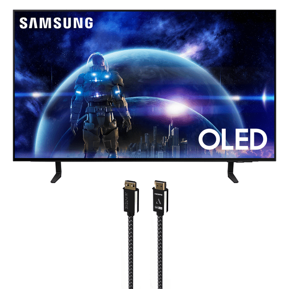 Samsung QN42S90DAEXZA 42 Inch 4K OLED Smart TV with Dolby Atmos and an Austere 7S-8KHD2-2.5M VII Series 2.5m Premium Braided 8K HDMI Cable (2024)