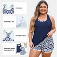 thumbnail image 3 of SHEWIN Tankini Bathing Suits for Women 3 Piece Swim Suits Summer Tankinis with Shorts Swimsuits Plus Size Swimsuit Navy 2XL, 3 of 10