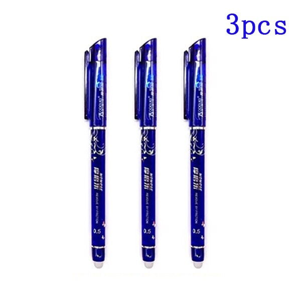 Juego de recargas de gel para bolígrafos borrables, varillas lavables con mango para escuela, suministros de papelería de oficina, 0,5 mm, tintas color azul y negro