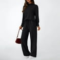 thumbnail image 7 of Women's Round Neck Sweatshirt Wide Leg Sweatpants Casual Suit Sportswear Set, for Winter Lounge and Sports Activities,Black,M, 7 of 7