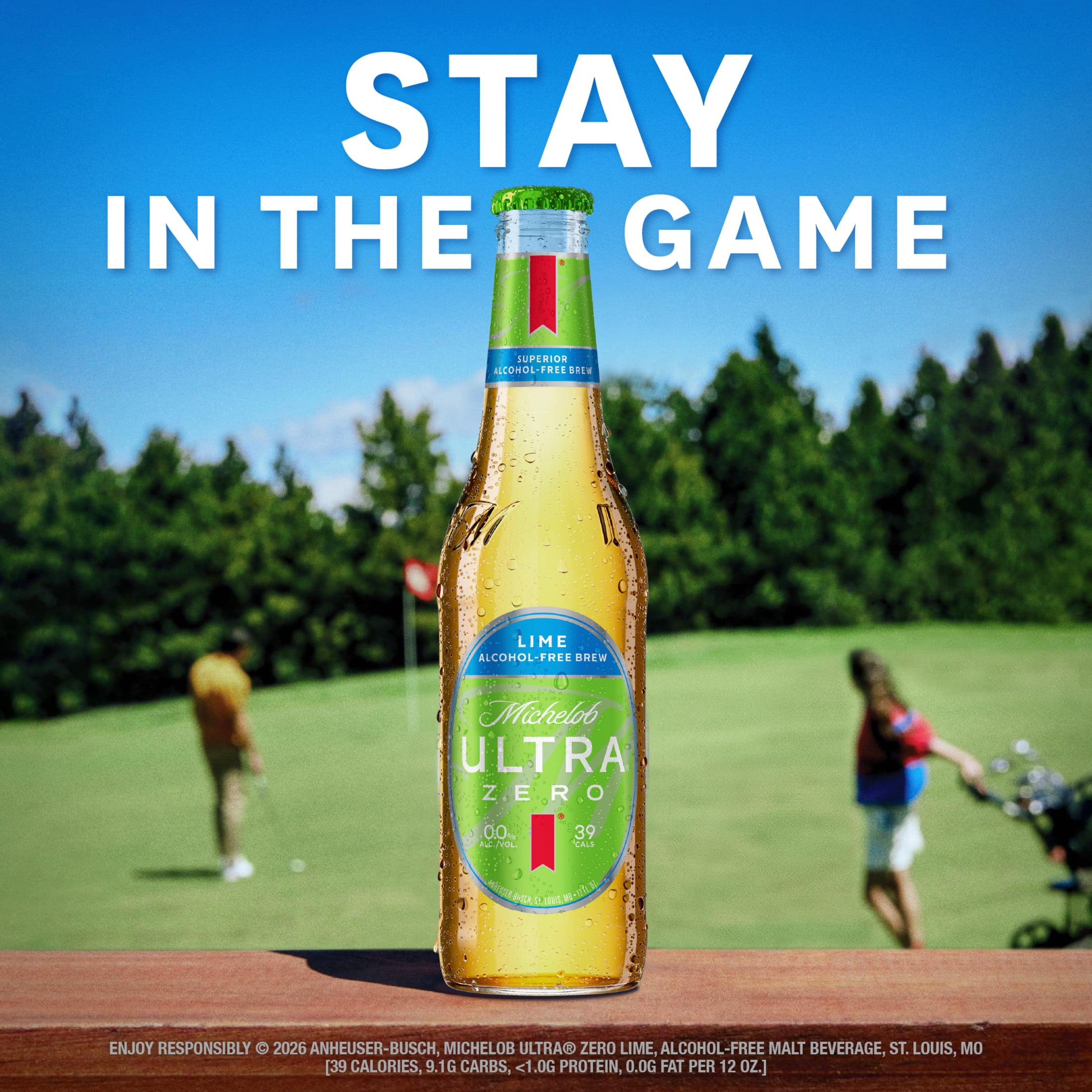 Michelob Ultra Zero Lime Non-Alcoholic American Lager Beer, 6 Pack, 12 fl oz Glass Bottles, 0% ABV