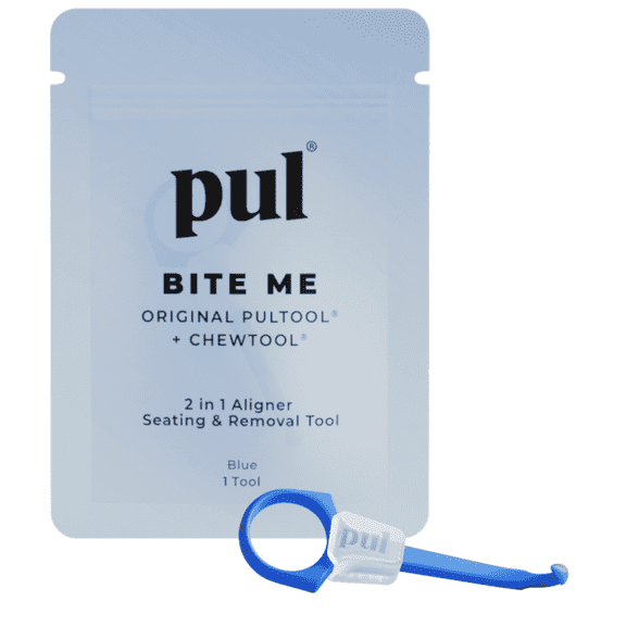 PUL 2-in-1 Aligner Removal and Chew Tool for Invisalign and Clear Aligners, Easy-to-Use Aligner Seating and Remover Tool, Blue, 1-pack