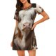 thumbnail image 1 of Balery Cow With Butterflies Camisón de manga corta con cuello redondo para mujer, cómodo y elegante., 1 of 6