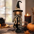 thumbnail image 4 of Halloween Witch Figurine,8 Inch Plaid Outfit Witch with Pumpkin Decor Desk Statue,Cute Holiday Table Centerpiece Decor,Women's Festival Gifts, 4 of 6