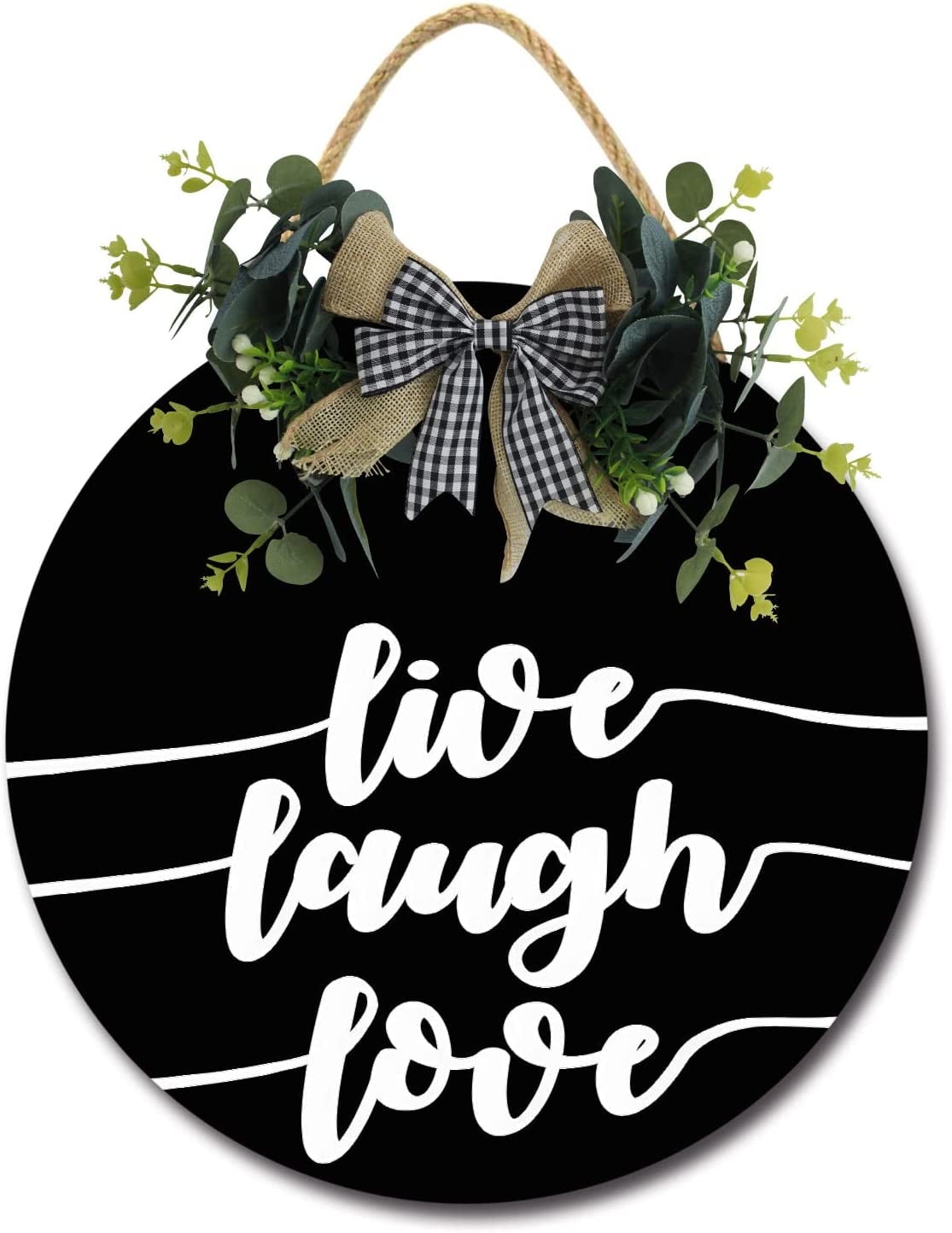 Eveokoki 11" Live Laugh Love Wood Sign Front Door Spa Office