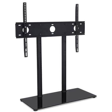 UPC: 0818103023129 | Mount-It! Tabletop TV Stand | Fits 32-65 Inch TVs | Height Adjustable with Tempered Glass Base