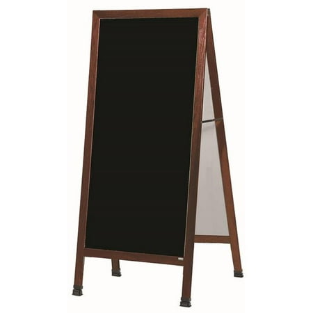 Aarco Products MLA1P Extra Large Oak Wood with Cherry A-Frame Sidewalk Board, Black Acrylic Markerboard - 68 x 30 in.