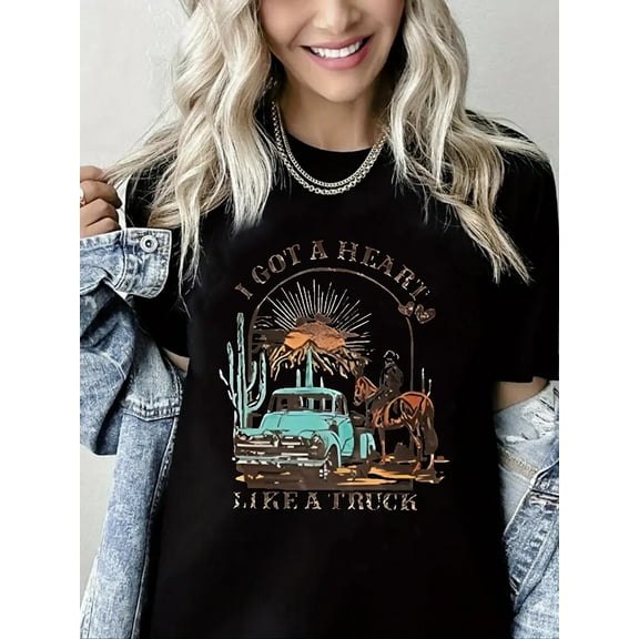 I Got A Heart Like A Truck T Shirt Women Country Music Shirts Nashville Concert Outfit Western Sunset Cowgirl Tops