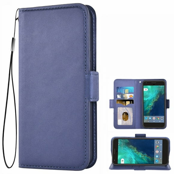 Google Pixel-2 Couverture, Google Pixel-2 Couverture de Téléphone Portable 3 Emplacements pour Cartes Étui en Cuir avec Fermeture Magnétique pour Google Pixel-2 Étui en Cuir, Bleu