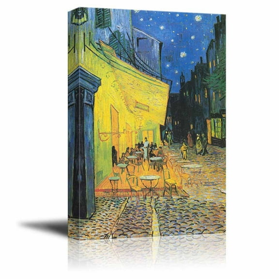 wall26 Canvas Print Wall Art - Cafe by Vincent Van Gogh Reproduction on Canvas Stretched Gallery Wrap. Ready to Hang - 12"x18"