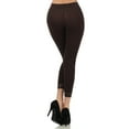 thumbnail image 2 of Sakkas Cotton Blend Lace Trim Stretch Capri Leggings - Made in USA - Brown - Medium, 2 of 5