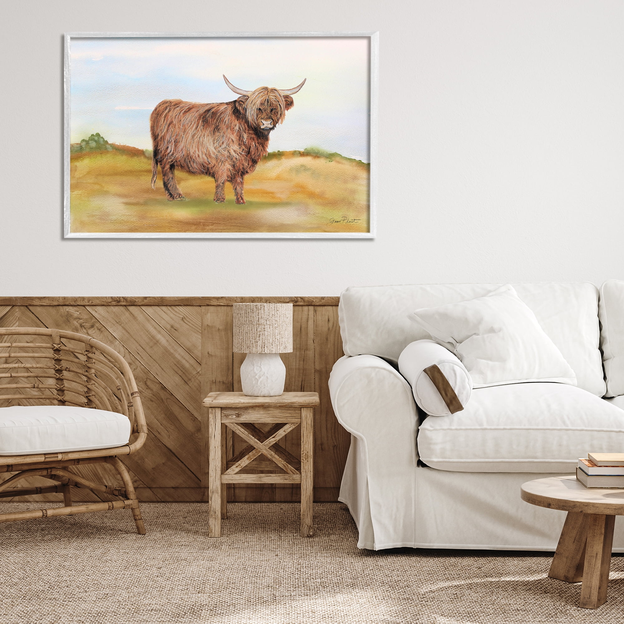 Farm Animal In Pasture White Framed Giclee Art, design by Jean Plout