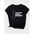 thumbnail image 4 of T-Shirt à Manches Courtes Col Rond Décontracté pour Femmes, Tissu en Polyester Extensible Moyen, avec Slogan "Sweeter Than a Treat", Imprimé Graphique pour Printemps/été/automne, 4 of 7