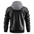 thumbnail image 5 of Tiweut PU Leather Jackets for Mens Mens Fall and Winter Long Sleeve Hooded Outdoor Style Coat Tops Black,L, 5 of 7