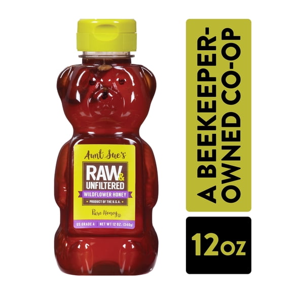 Aunt Sue's Honey Bear, Raw & Unfiltered, 12 oz Bottle