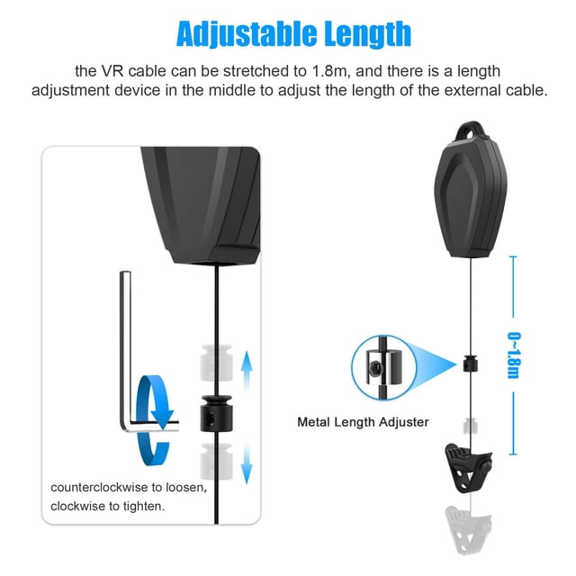 VR Cable Management Retractable Ceiling Pulley System Compatible for Oculus Quest for Quest 2 for Rift for Rift S for Valve Index for HTC Vive for HP Reverb G2 for PSVR Link Cable