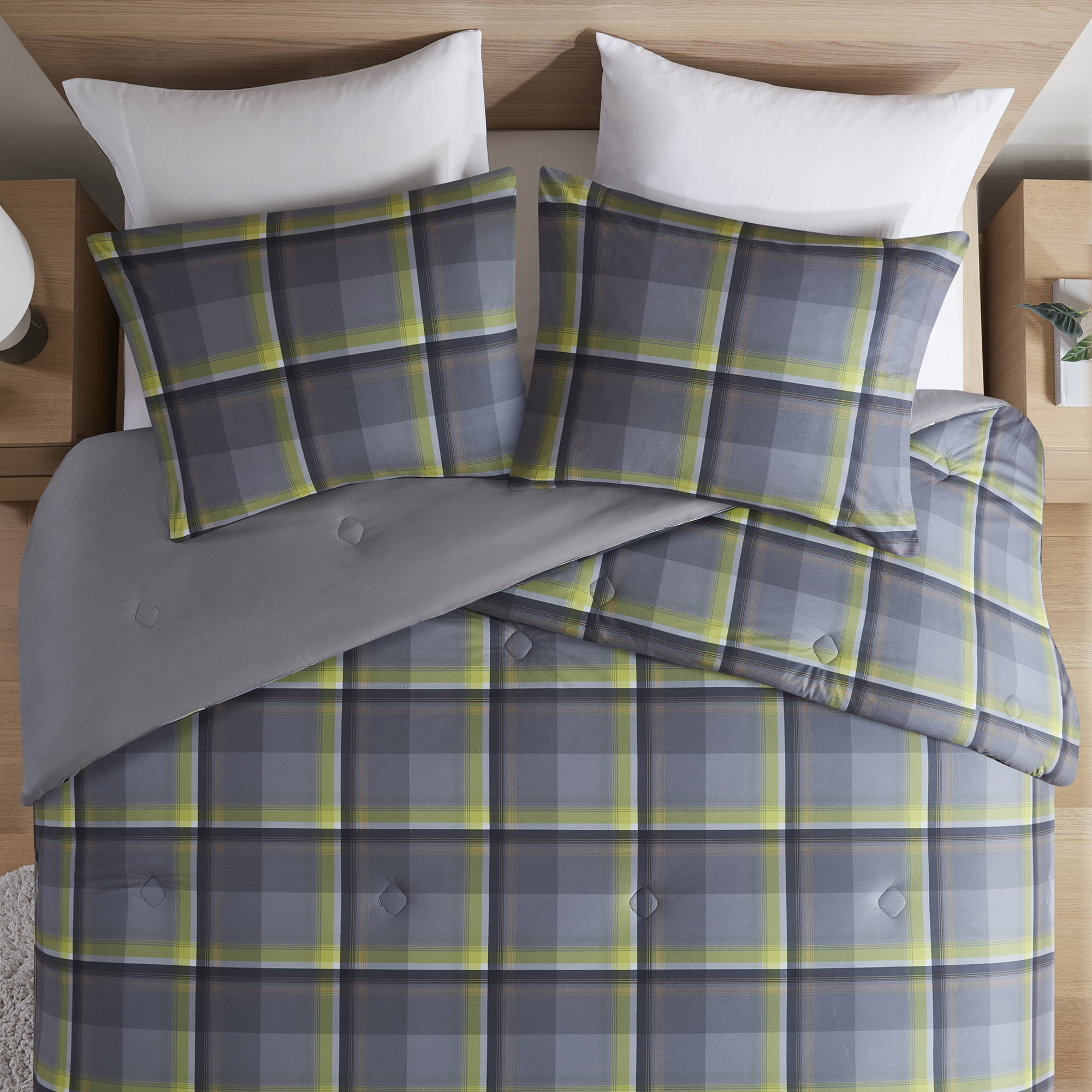 Mainstays Western Plaid 3-Piece Green Comforter Set, King