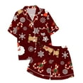thumbnail image 4 of LUOGENLI Pamajas Girls Christmas Pajamas Size 6-7 Summer Children's Christmas Print Short Sleeve Shorts Cardigan Children's Pyjamas Two Sets 8-9 Years, 4 of 4