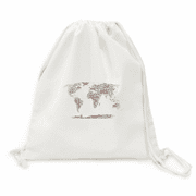 Global Map Country Geography Wordcloud Backpack Canvas Drawstring Reusable Mesh Shopping Bag
