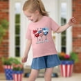 thumbnail image 3 of Toddler Casual Patriotic Tshirts Cotton Tee Shirts Independence Day USA Flag Graphic Tees Summer Cute T-Shirts Pink， 9 Years, 3 of 7