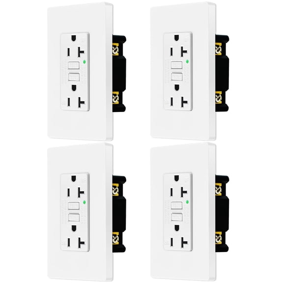 20amp GFCI Outlets, Non-Tamper-Resistant GFI Duplex Receptacles with LED Indicator, Ground Fault Circuit Interrupter with Wall Plate, ETL Listed, White, 4 Pack