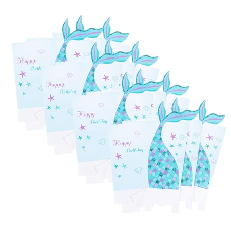 

36pcs Creative Popcorn Boxes Mermaid Printing Party Treat Box Snack Container Party Supplies for Birthday (Blue)