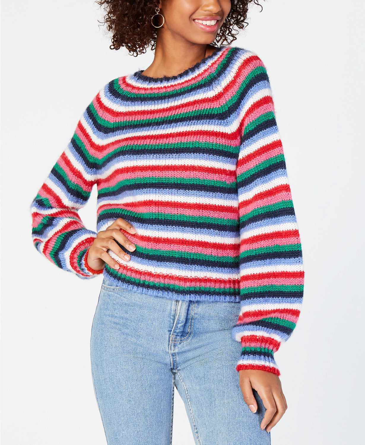 Crave Fame - Fluffy Striped Sweater - Juniors - XL - Walmart.com