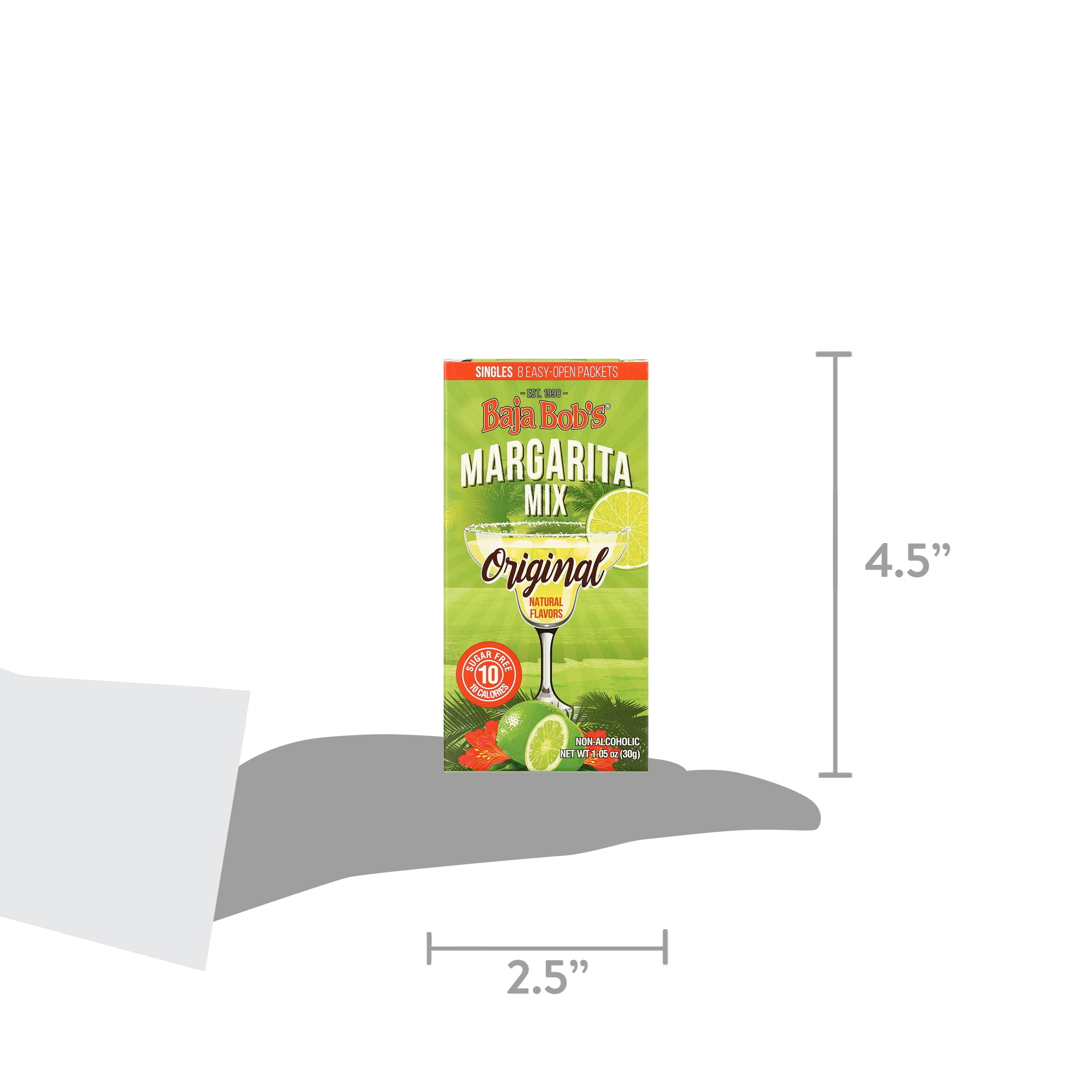 Baja Bob's Sugar-Free Cocktail Mixer, Original Lime Margarita, 8ct Singles