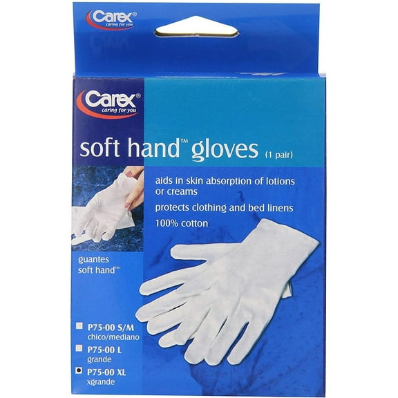 Carex Soft Hands Cotton Gloves to Protect from Skin Injuries & Disorders, Stain Prevention, XL Size