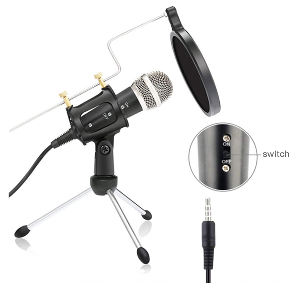 Kepooman 270° Rotable Desktop Tripod Microphone Kit for Recording Video Conference Singing, Black