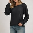 thumbnail image 2 of EDFBUYKRS Womens Long Sleeve Shirts Pleated Blouse Business Casual Dressy Work Tops Crew Neck 2026 Fall Fashion Clothes L, 2 of 5