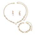 thumbnail image 5 of AEXTO Bride Silver Bridal Necklace Earrings Set Crystal Wedding Jewelry Set Rhinestone Choker Necklace for Women, 5 of 6