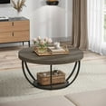 thumbnail image 6 of Tribesigns Round Coffee Table, Industrial 2-Tier Circle Coffee Table with Storage Shelves, Modern 31.7" Wooden Accent Center Table for Living Room, Home Office, Grey, 6 of 8