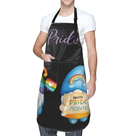

Cauagu Happy Pride Month Gnome Aprons with Pockets Waterproof Apron for Women Kitchen Cooking Apron Adjustable Bib Aprons Chef Apron for Cooking Drawing Crafting